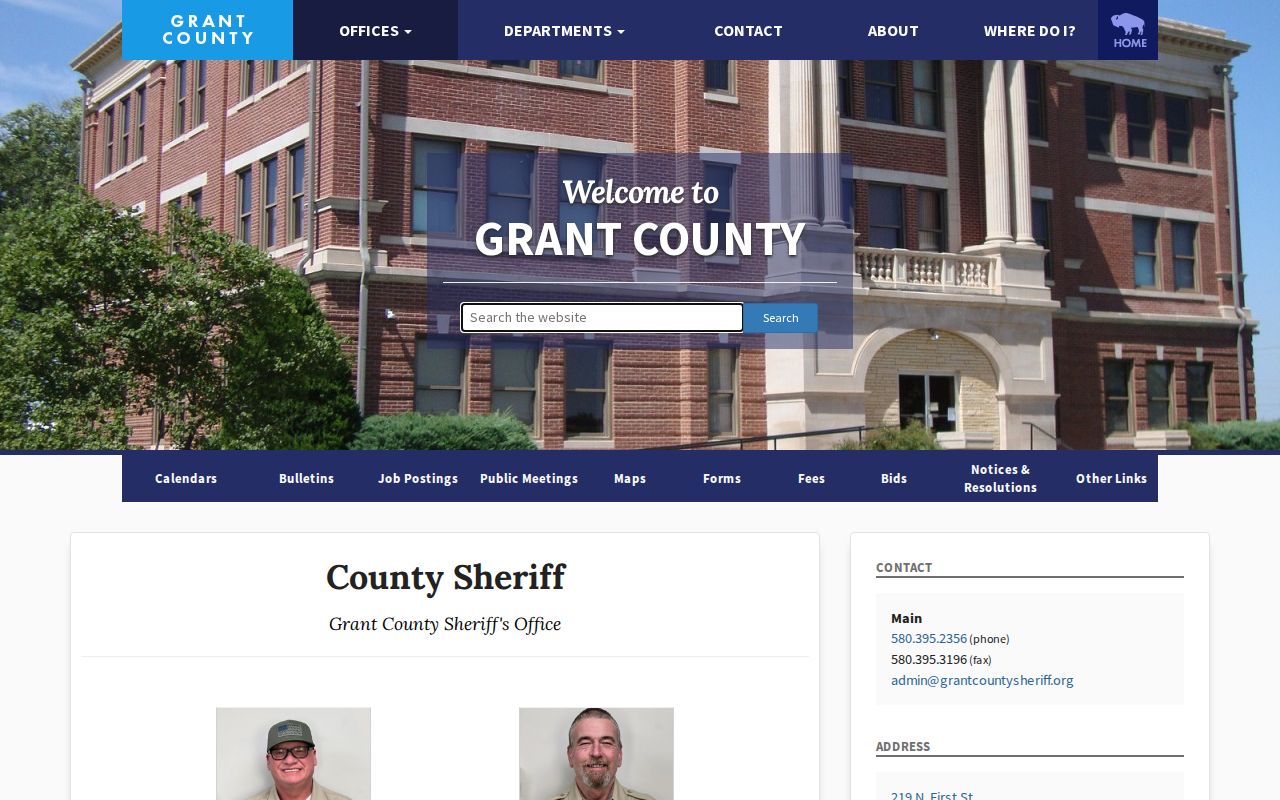 Grant County Jail and Sheriff booking-record source