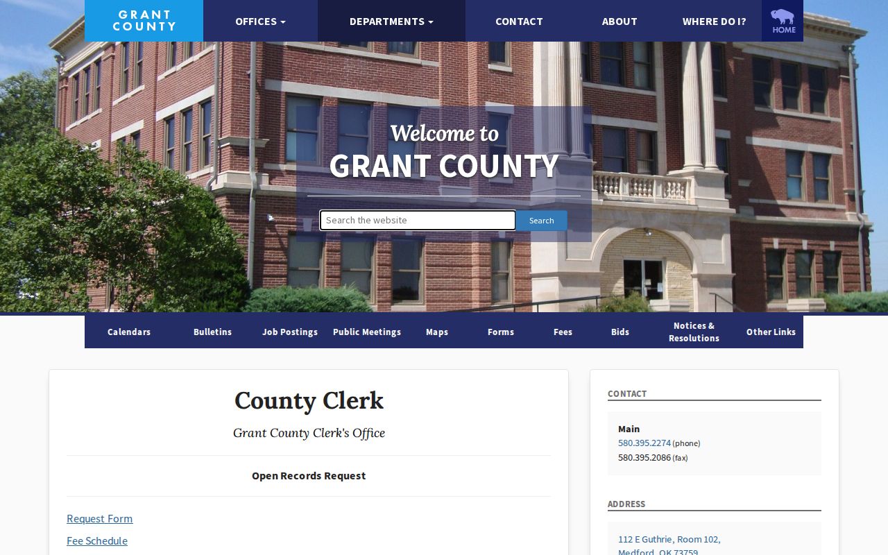 Grant County booking-record request instructions
