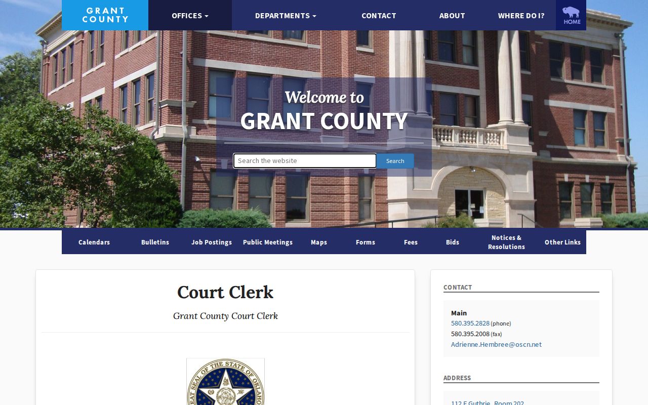 Grant County court disposition record source