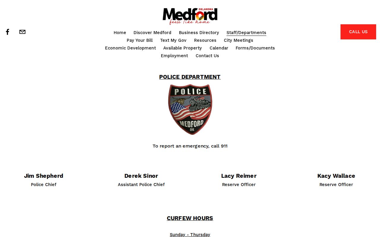 Official Medford Police Department page used to identify police records context, not a booking-photo gallery